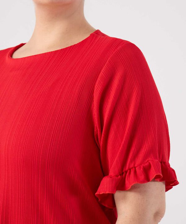 Camiseta con Rib y Manga con Rizo Para Mujer Curvy image number null