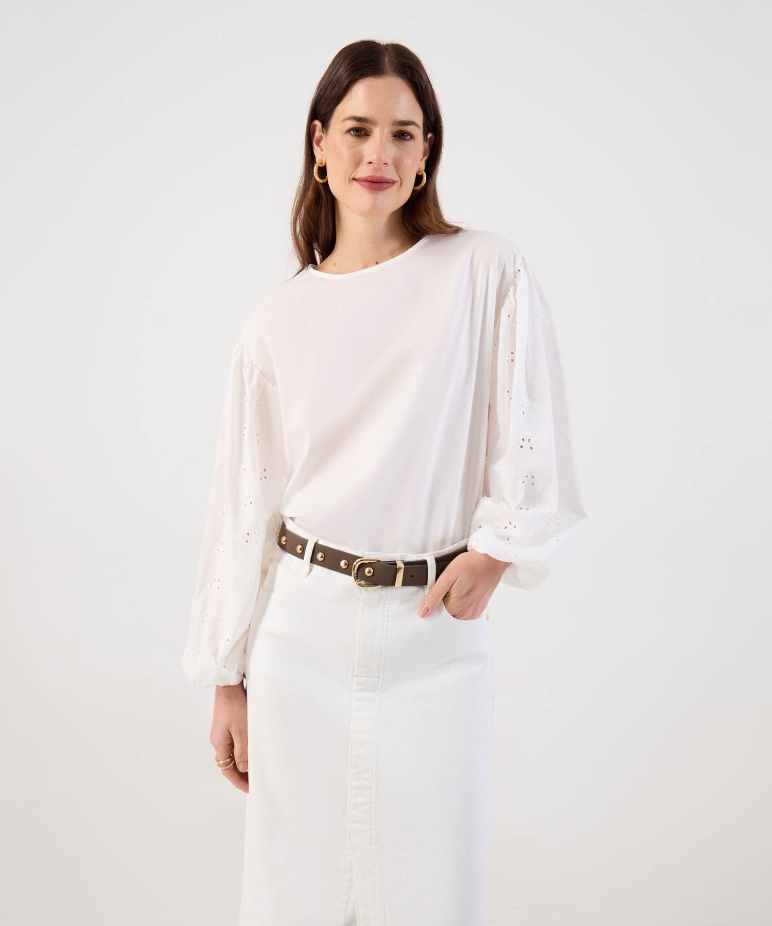 Blusa de Mangas Bordadas para Mujer