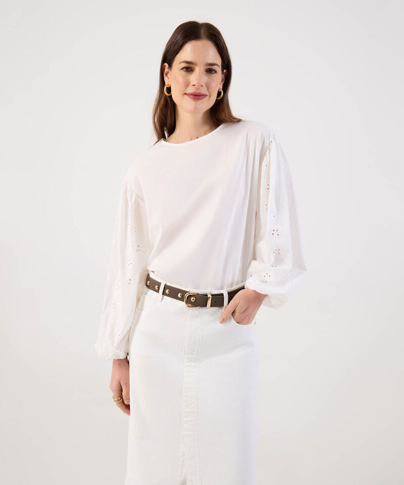 Blusa de Mangas Bordadas para Mujer