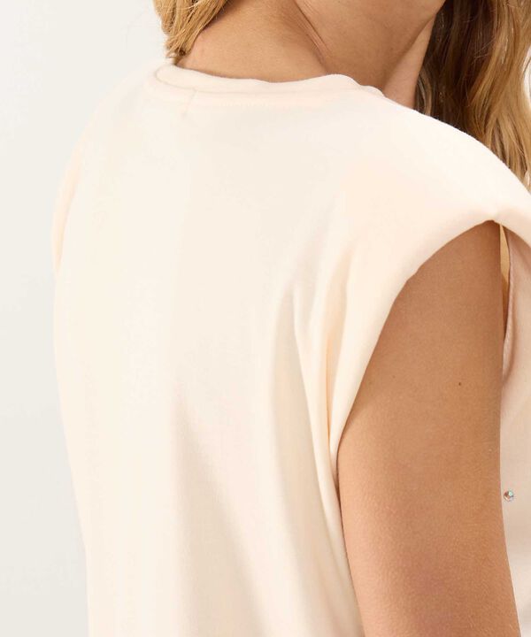 Camiseta Manga Sisa con Pedrería