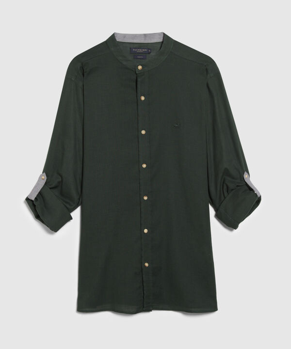 Camisa Manga Larga Cuello Mao Unicolor
