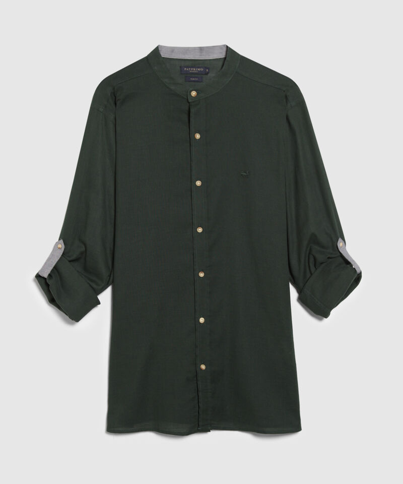 Camisa Manga Larga Cuello Mao Unicolor
