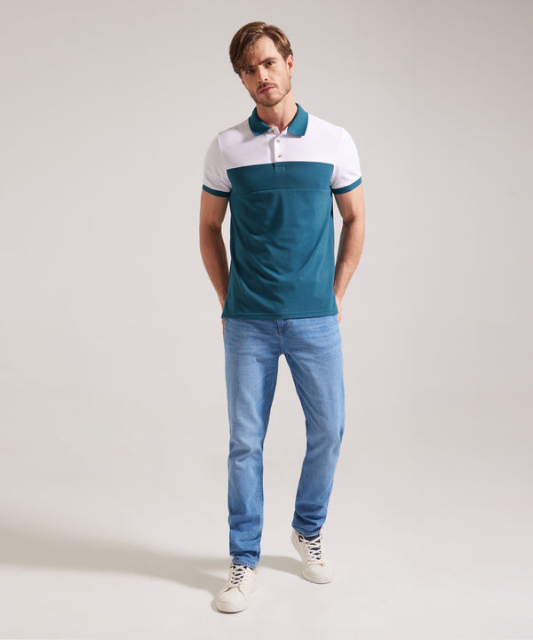 Polo Bloques Cuello Y Puño Tejido