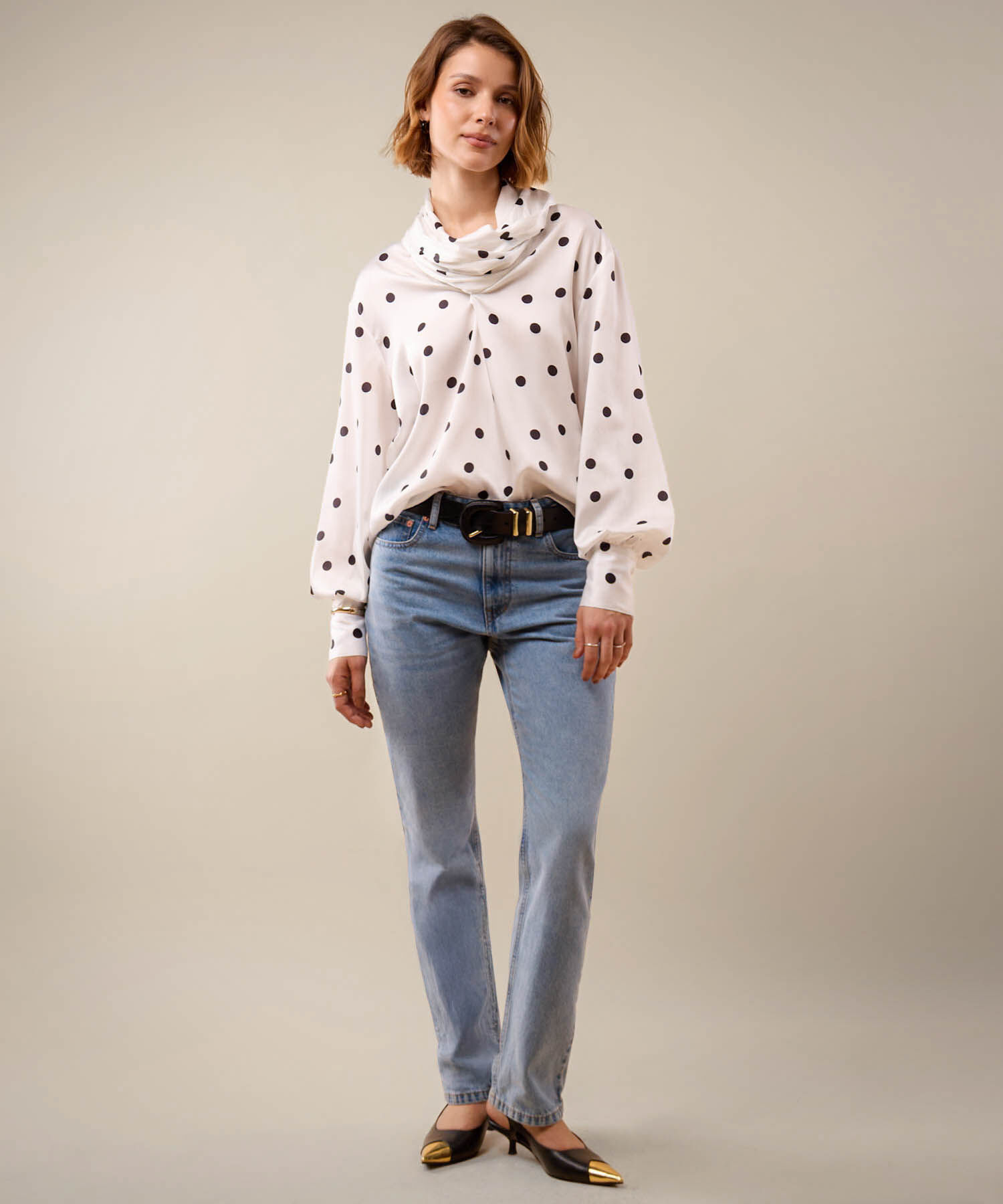 Jean Straight Tiro Alto Para Mujer