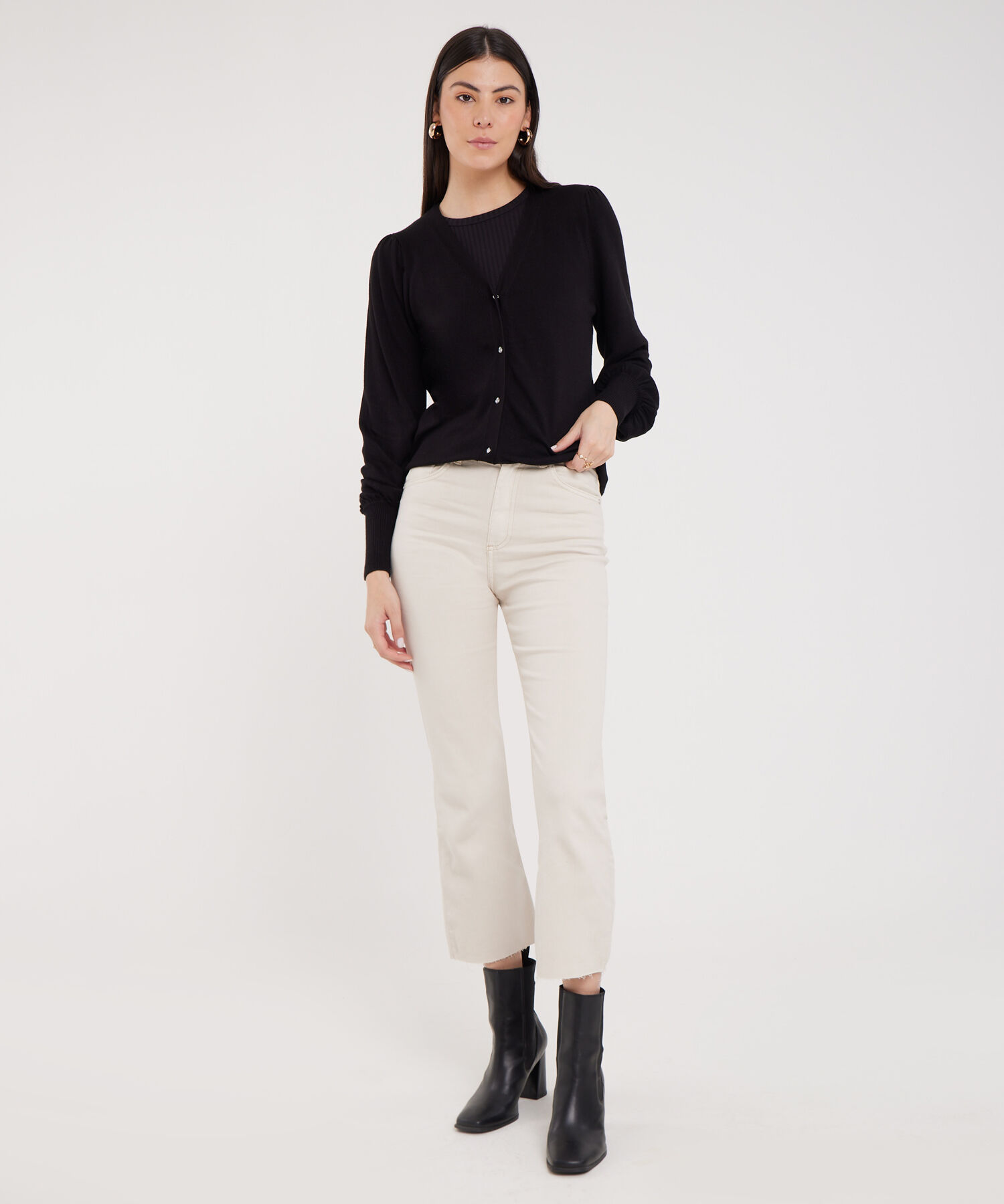 Jean Cropped Flare Tono Crudo