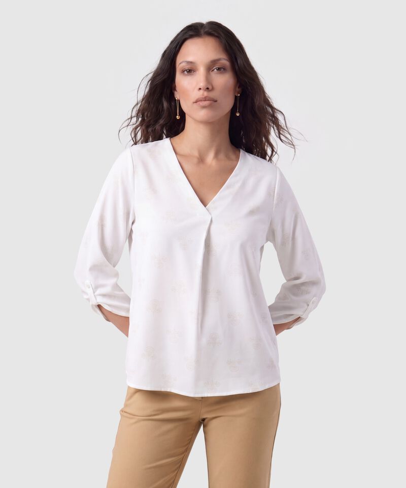 Blusa Escote V Con Pliegue Para Mujer