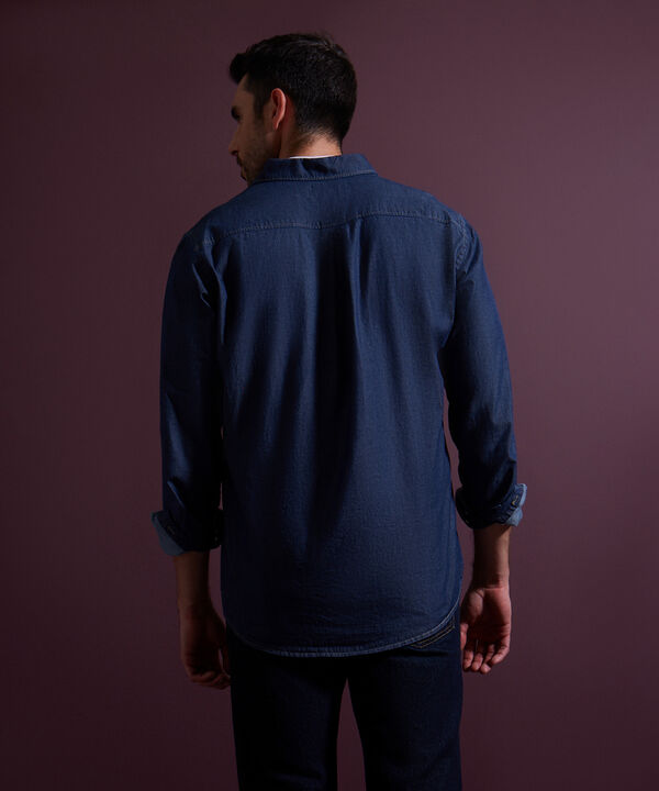 Camisa Tono Azul Medio Oscuro, Manga Larga