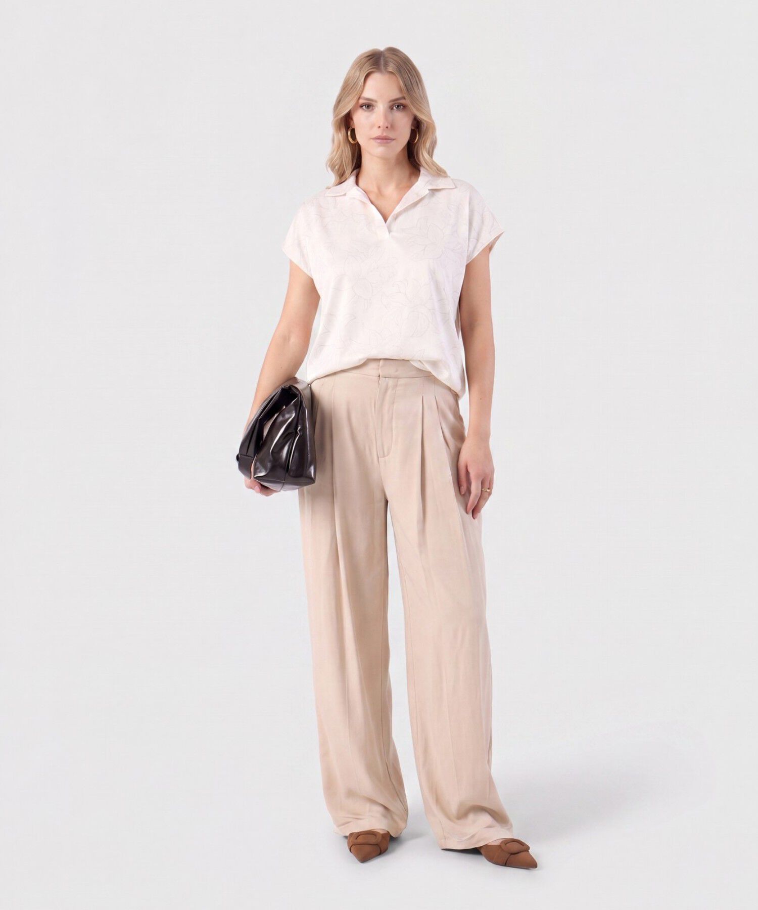 Blusa Cuello Camisero Corta Para Mujer