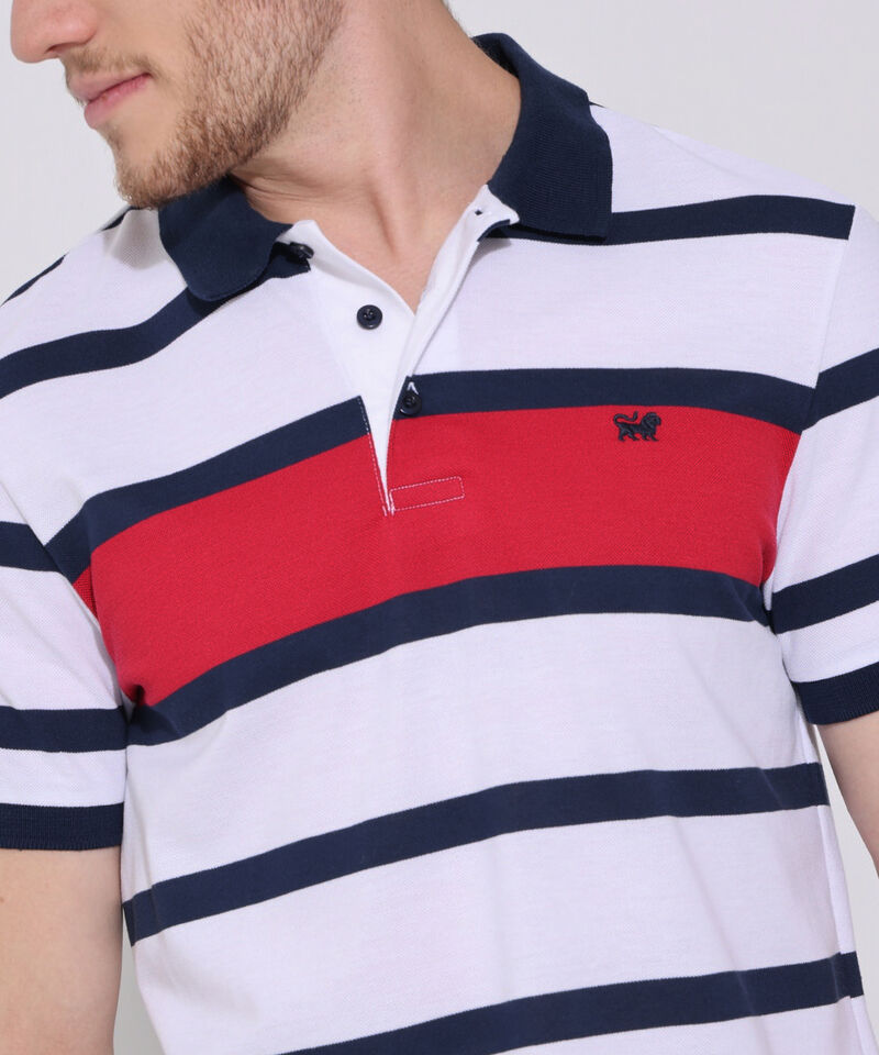Polo Preteñida, Cuello Y Puños Tejidos, Silueta Slim Fit Blanco