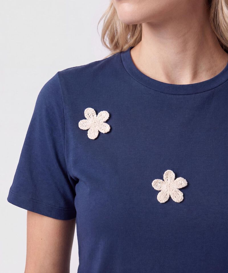 Camiseta Con Apliques Tejidos Para Mujer