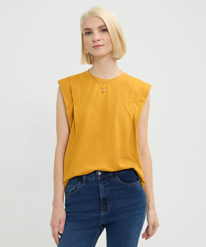 Camiseta Manga Sisa Unicolor Cuello Redondo