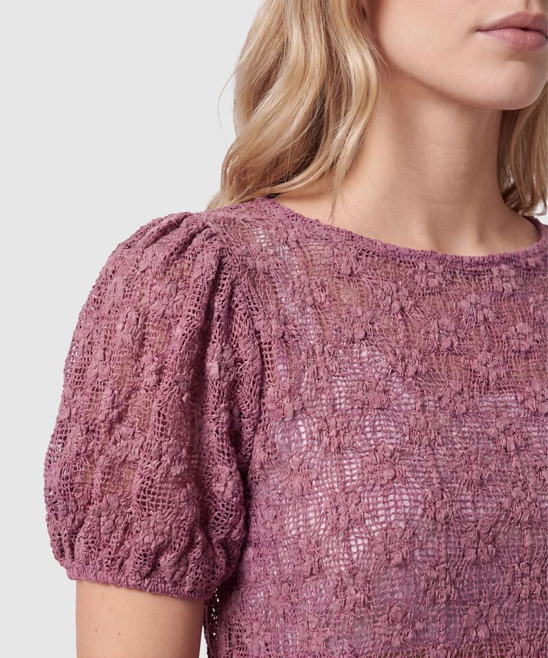 Camiseta Encaje Manga Corta Para Mujer