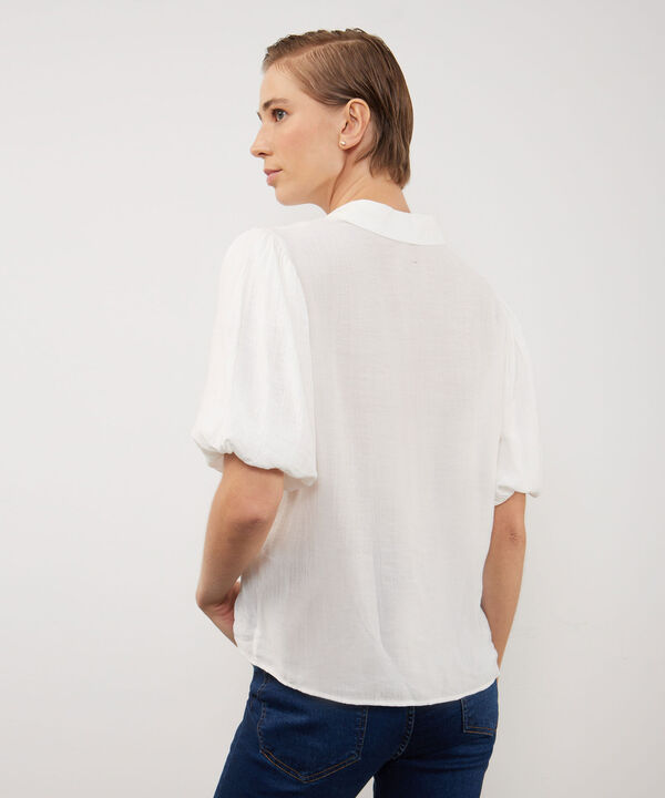 Camisa Unicolor Con Mangas Bombachas