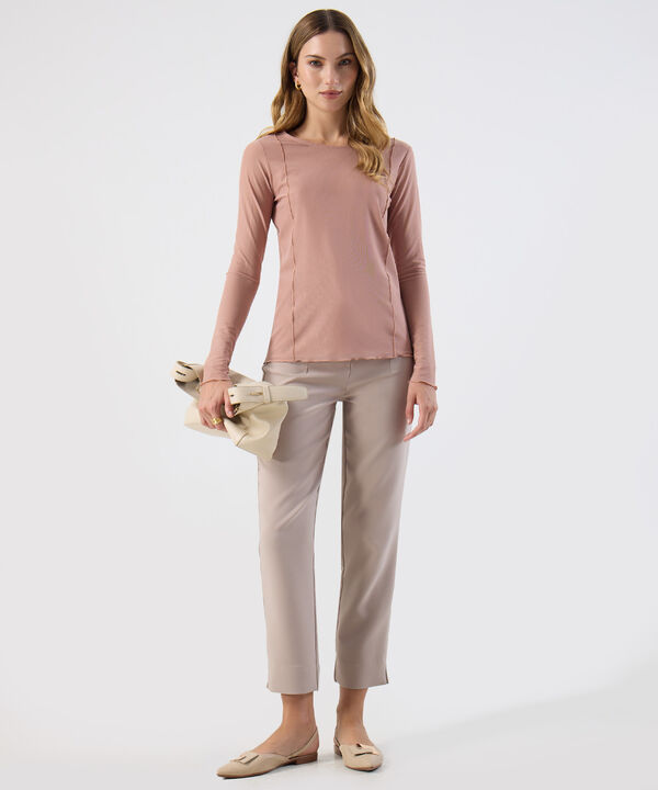 Camiseta Manga Larga Textura Detalle Mujer image number null