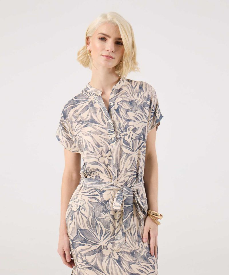 Vestido Estampado Con Cinturon