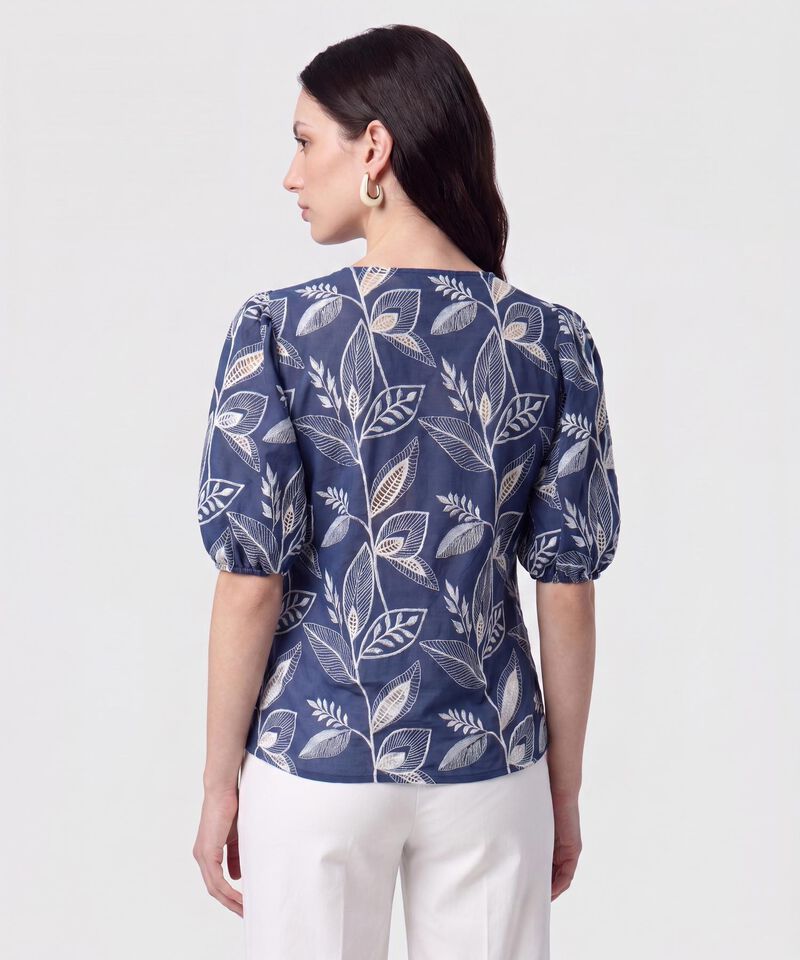 Blusa Cuello en V Manga Globo Mujer