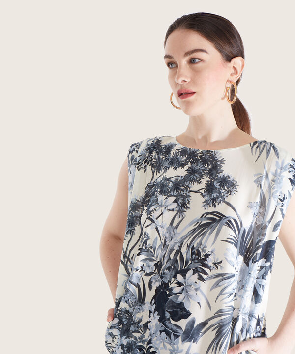 Vestido Estampado Manga Sisa Con Bolsillos Laterales
