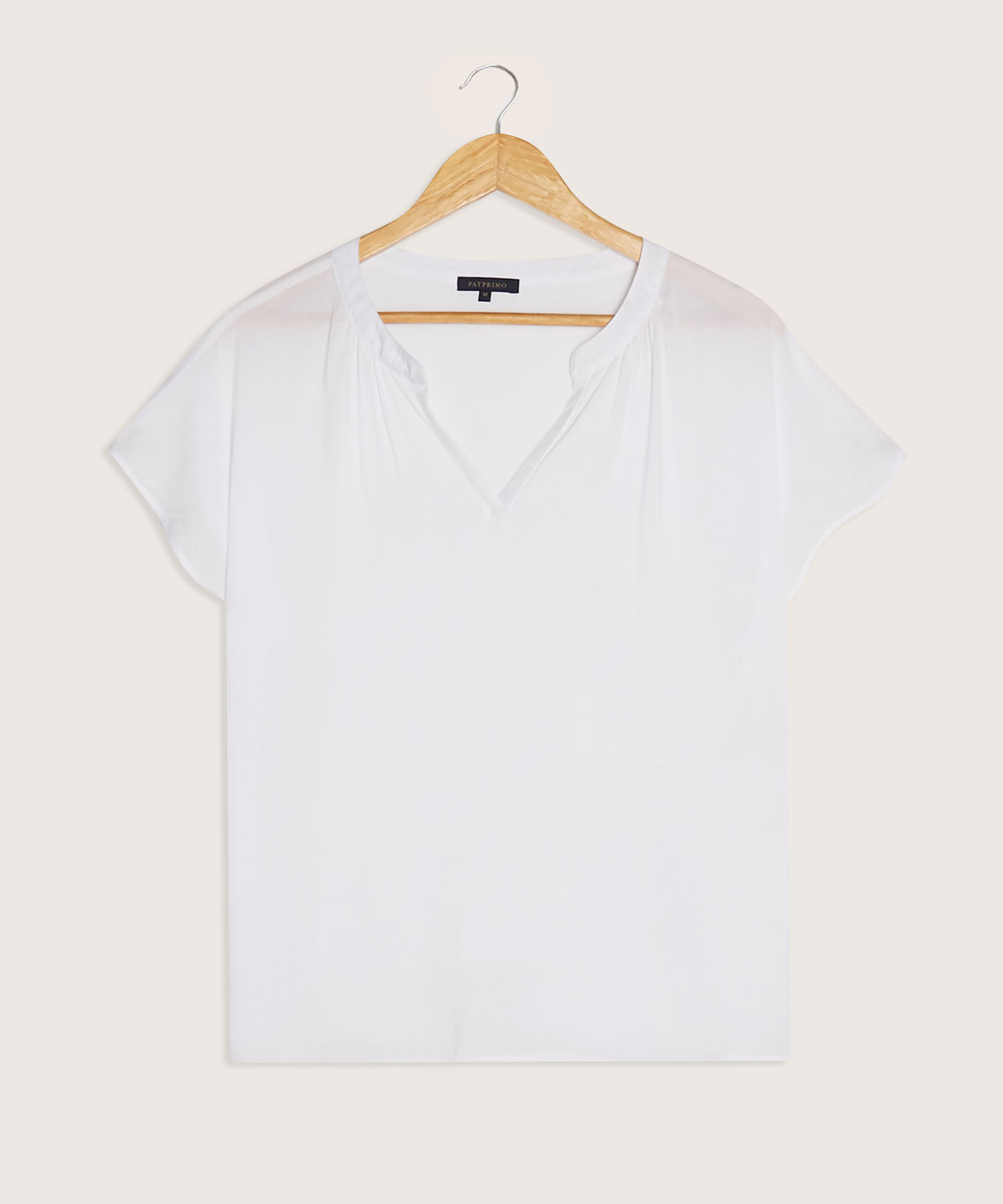 Blusa Manga Corta Con Cuello Mao