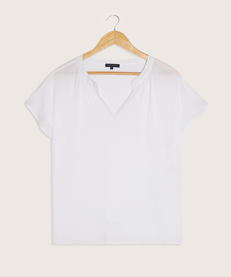 Blusa Manga Corta Con Cuello Mao