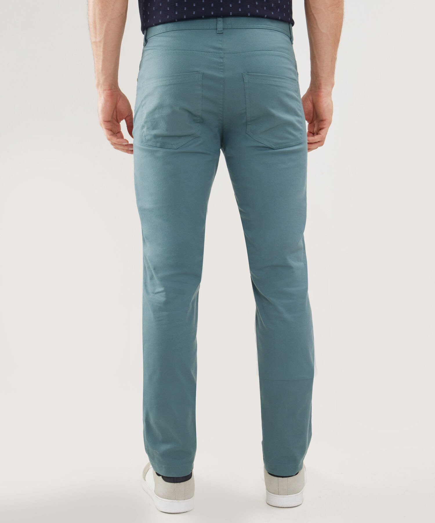 Pantalón 5 Bolsillos Unicolor Con Silueta Slim Fit, Cítrico Marinero