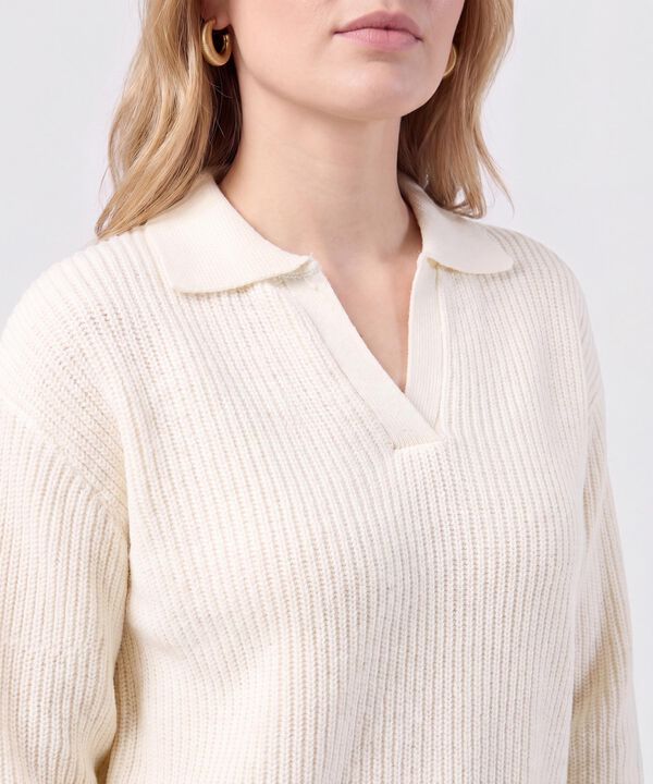 Saco Tejido Cuello Polo Con Escote En V