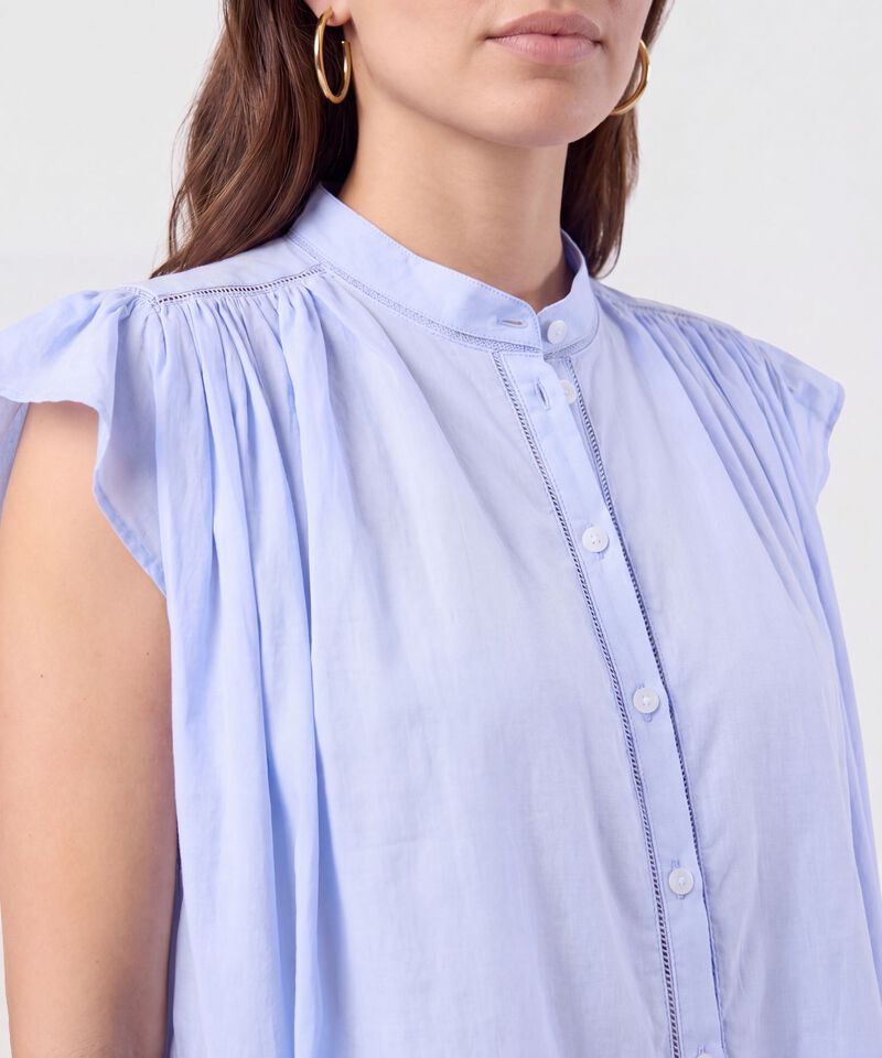 Blusa Cuello Alto con Vuelos Mujer