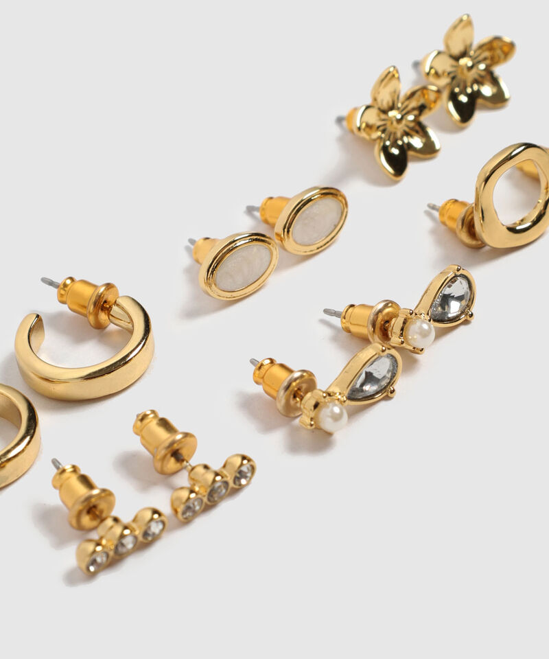Set X6 Aretes Con Dise&ntilde;o Floral Y Geom&eacute;trico Para Mujer