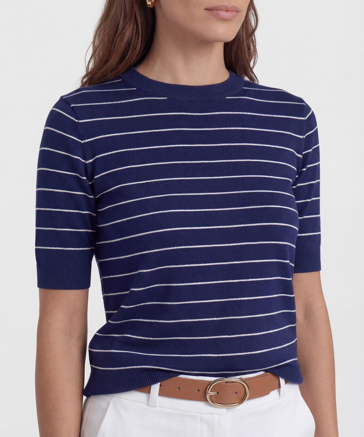 Camiseta A Rayas Manga Corta para Mujer