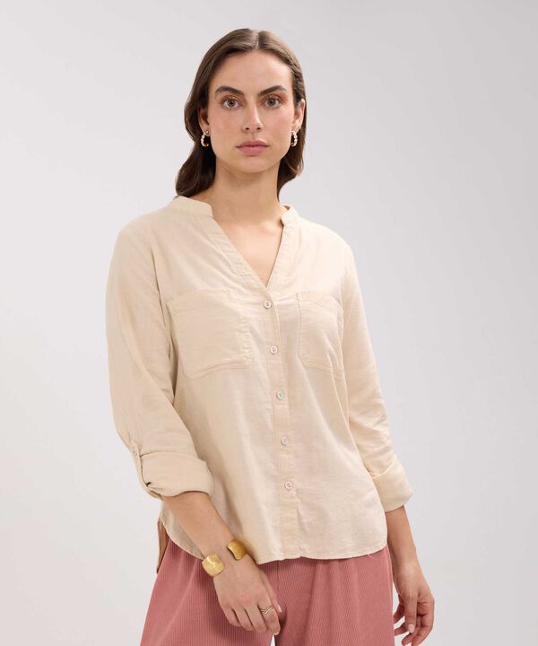 Blusa en Efecto Lino image number null