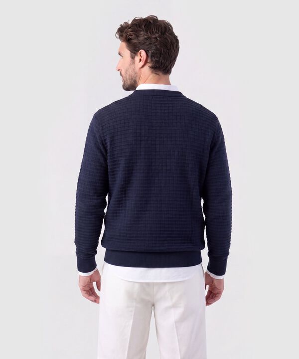 Saco Tejido Cuello Redondo Texturizado Para Hombre