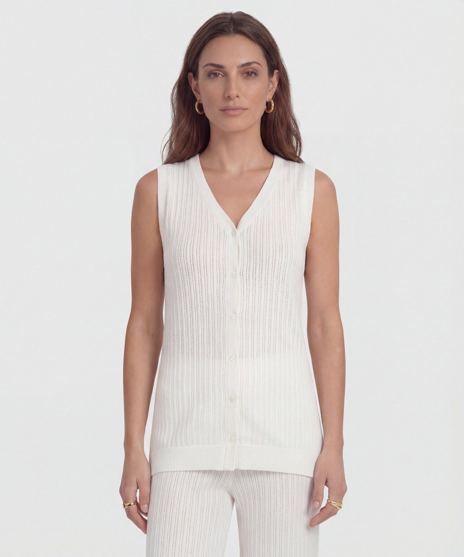 Chaleco Tejido con Perilla de Botones para Mujer