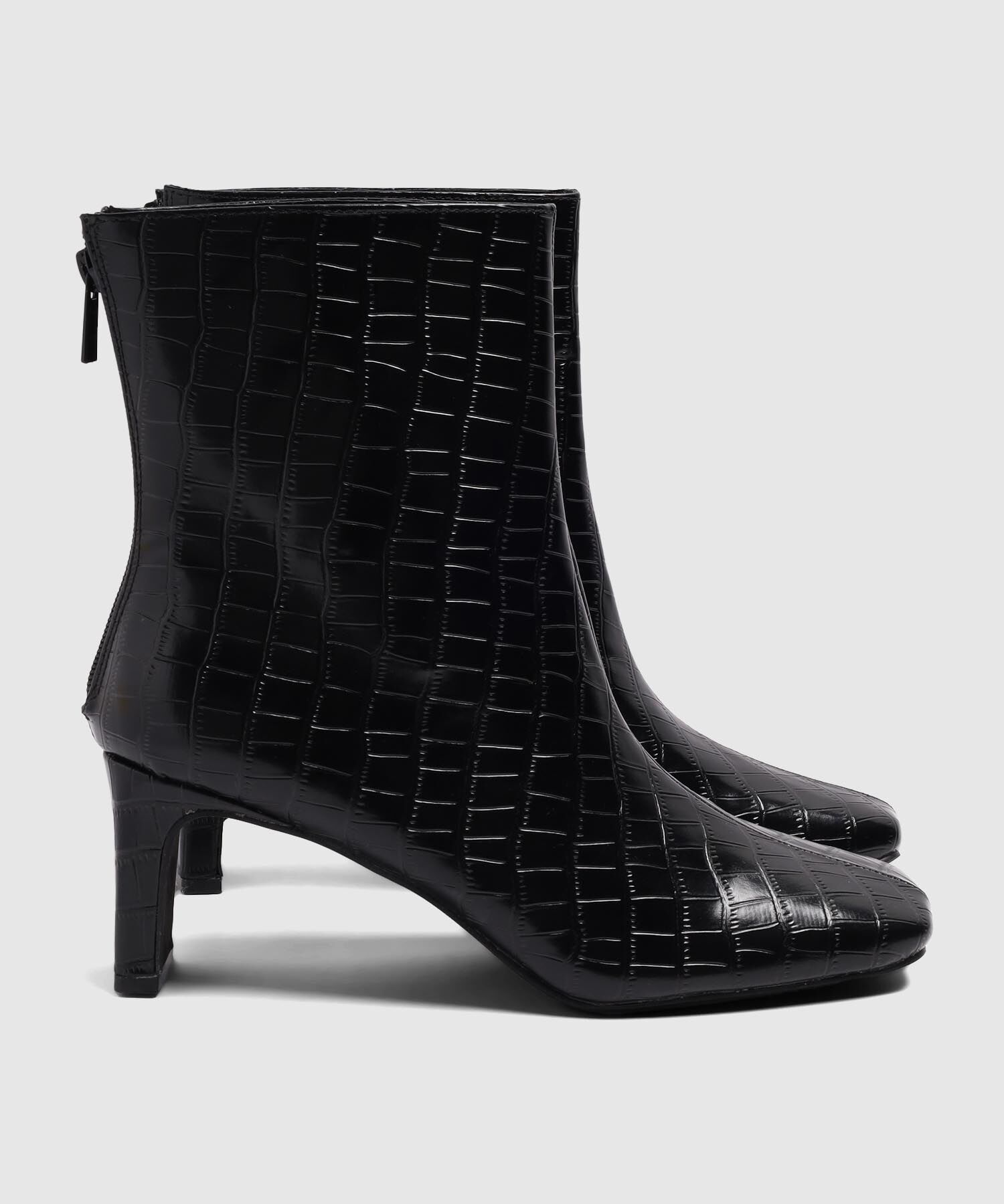 Botines De Tac&oacute;n Con Efecto Croco Para Mujer