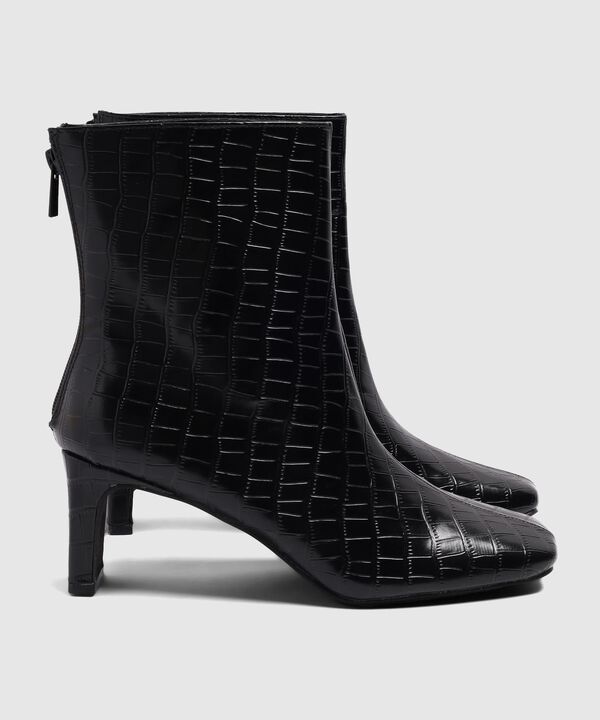 Botines De Tac&oacute;n Con Efecto Croco Para Mujer