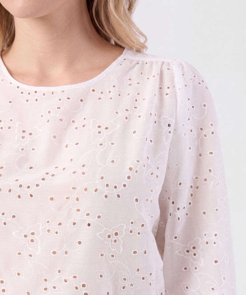 Blusa Bordado Suizo Manga Larga Para Mujer