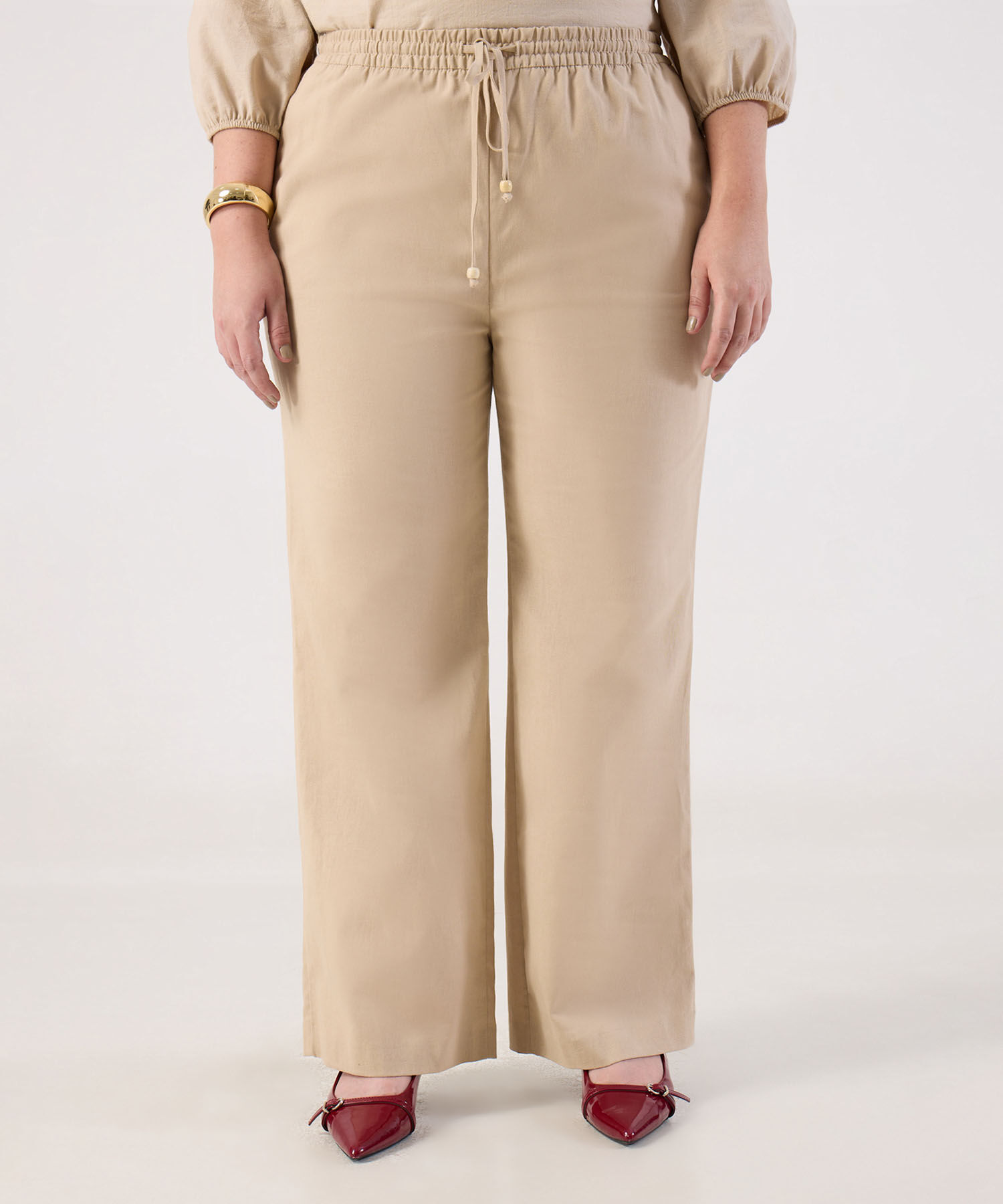 Pantal&oacute;n Fluido con El&aacute;stico y Cord&oacute;n Para Mujer Curvy