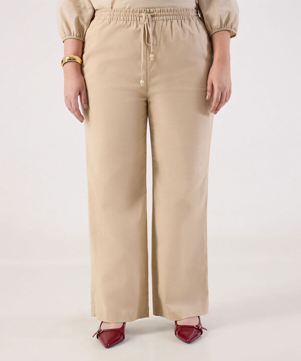 Pantal&oacute;n Fluido con El&aacute;stico y Cord&oacute;n Para Mujer Curvy image number null