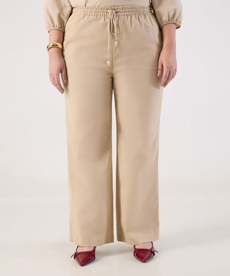 Pantal&oacute;n Fluido con El&aacute;stico y Cord&oacute;n Para Mujer Curvy