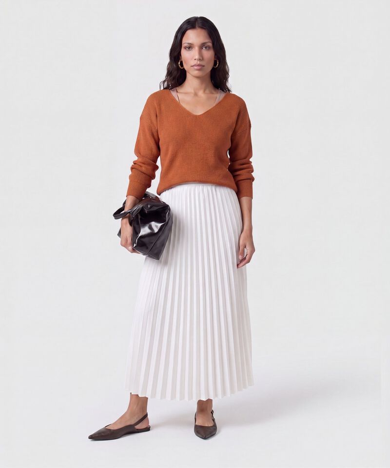 Saco Tejido En Rib Con Cuello En V Para Mujer