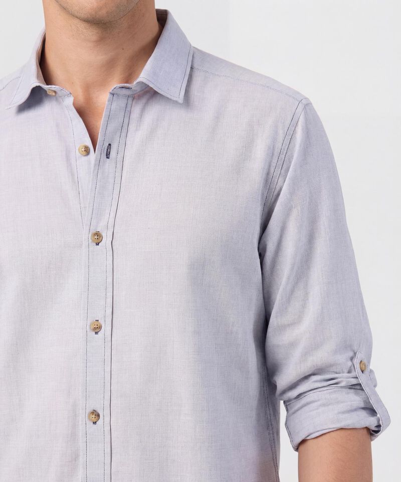 Camisa Manga Larga Con Charretera Hombre