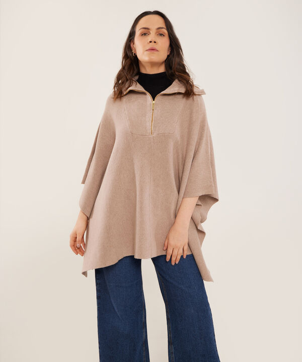 Saco Tipo Capa Con Cremallera Y Cuello Alto