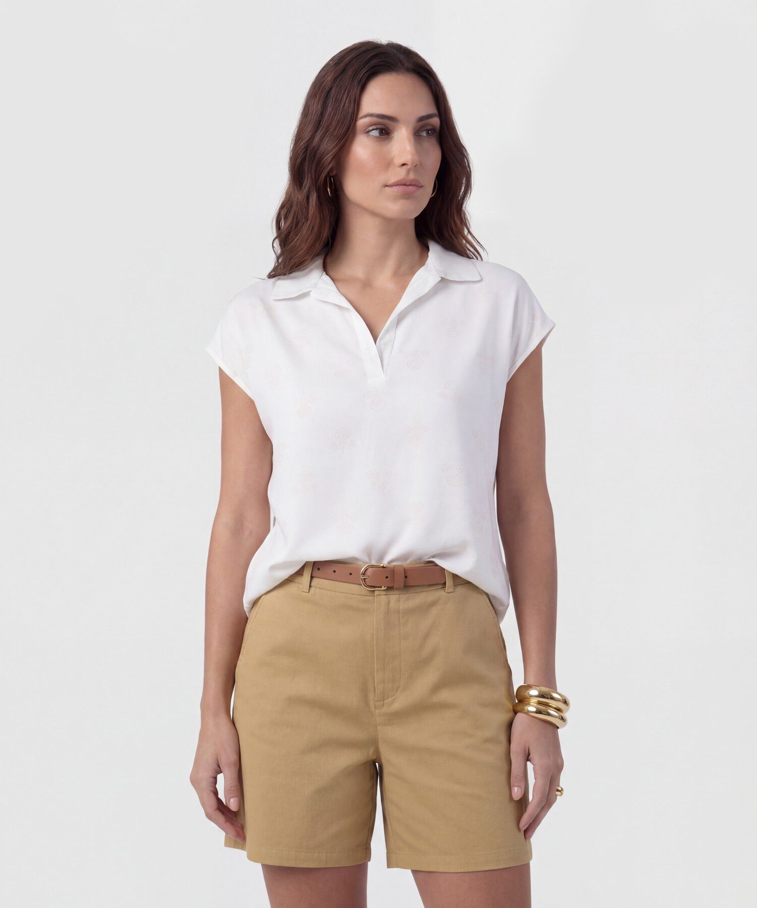 Blusa Tipo Polo Fluida Para Mujer