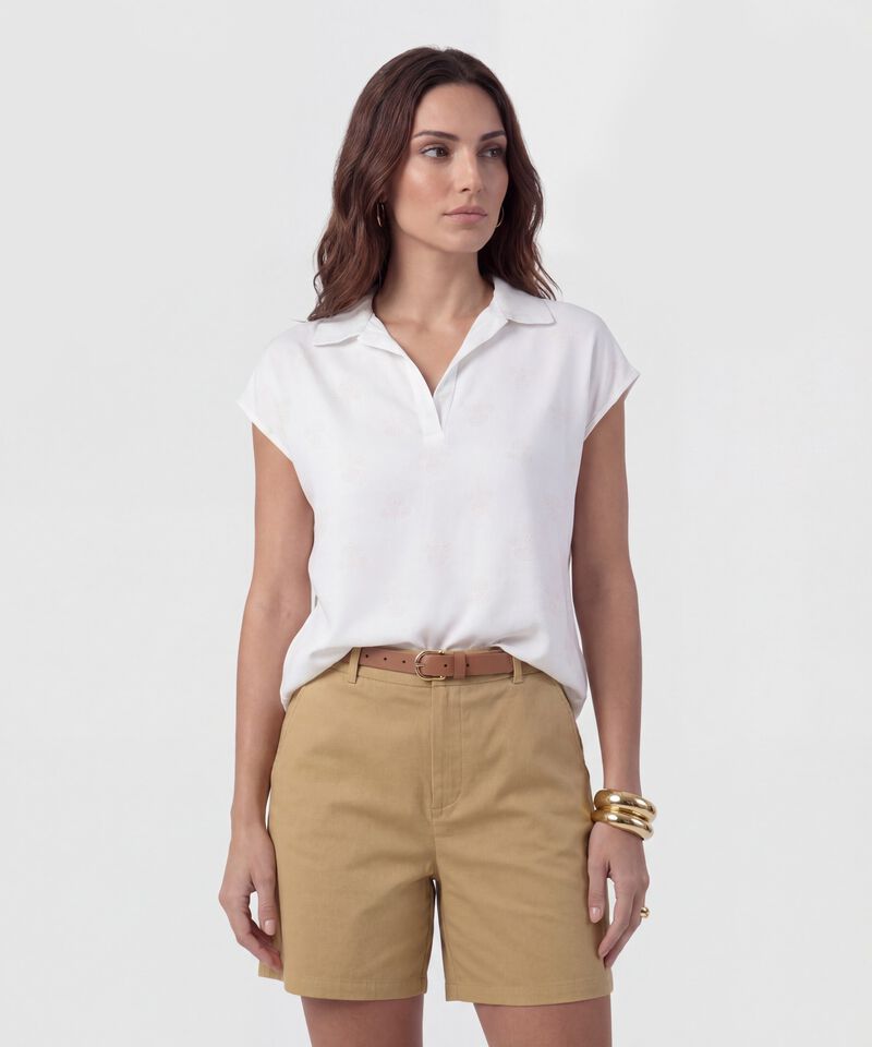 Blusa Tipo Polo Fluida Para Mujer