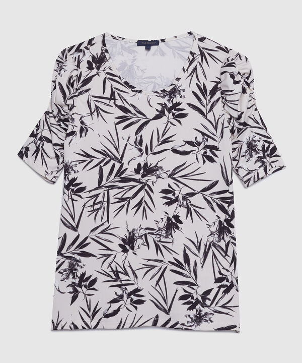 Camiseta Estampada Manga Corta Con Ruche