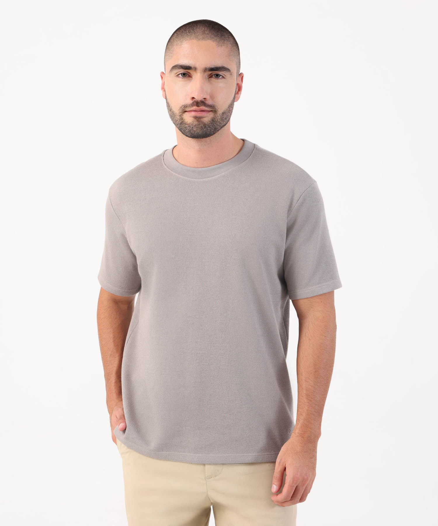 Camiseta Texturizada De Cuello Redondo Para Hombre