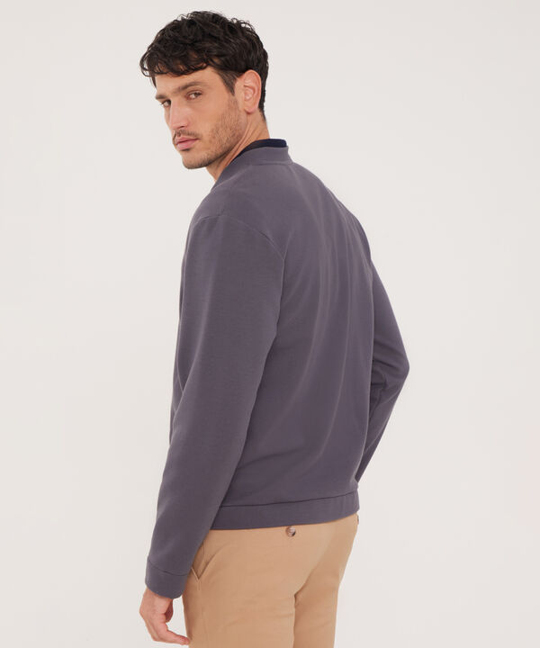 Buzo Unicolor Textura, Con Cierre Zipper
