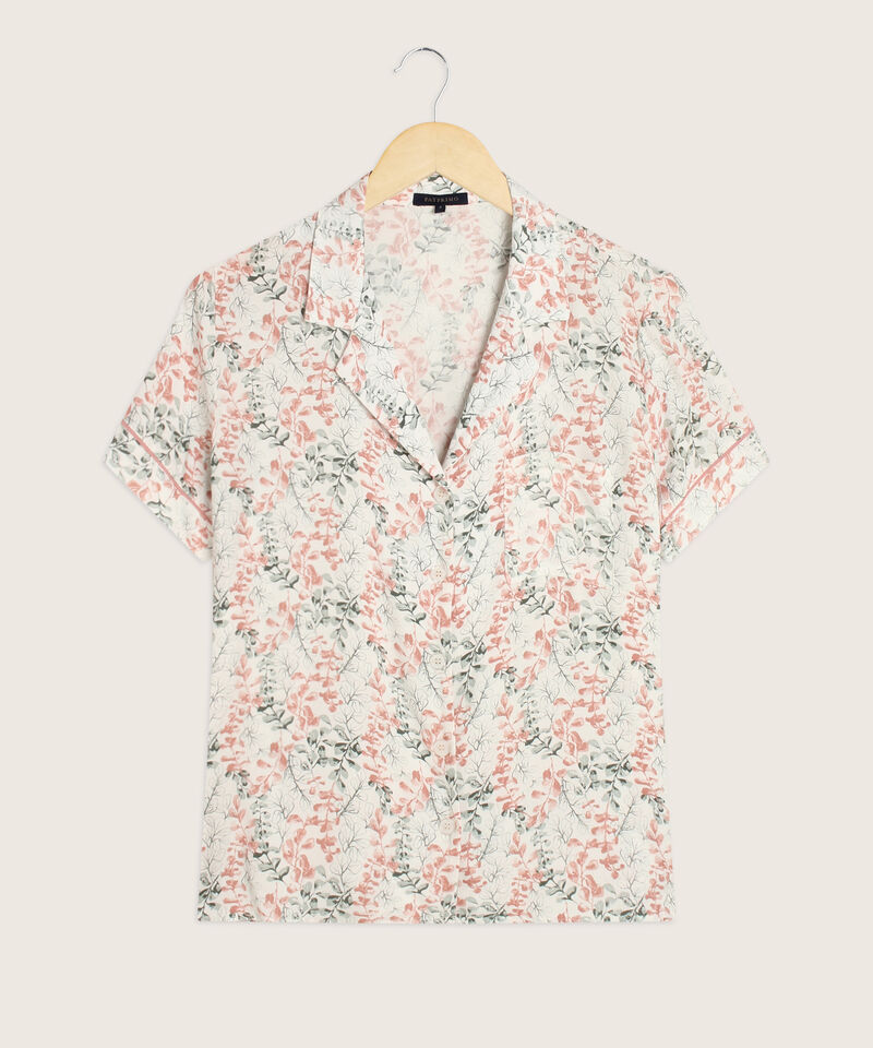 Camisa Resort Estampada Con Bolsillo En Frente
