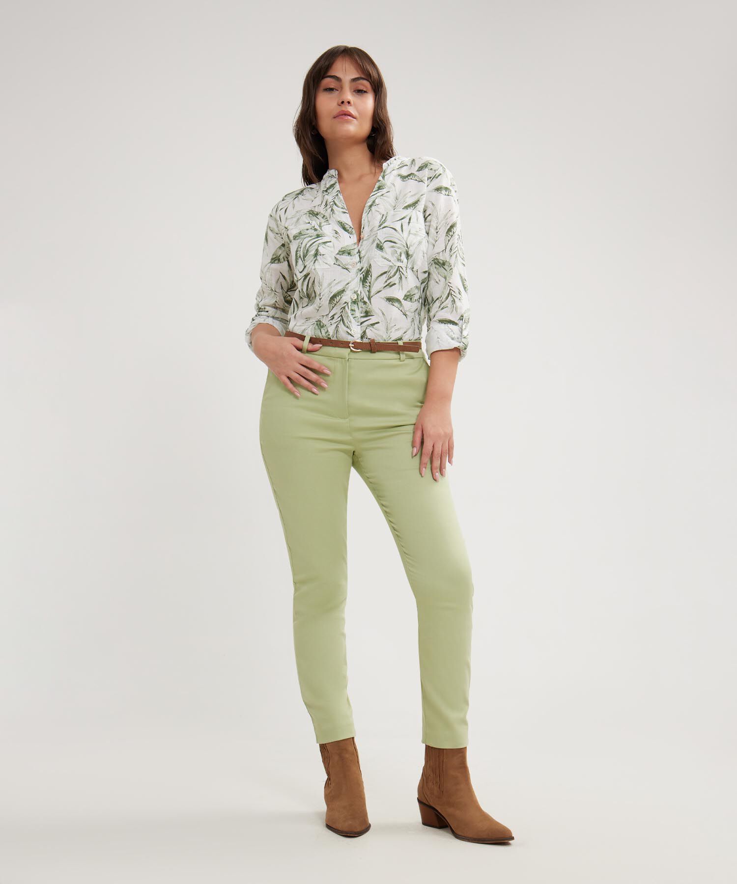 Blusa Manga Larga Estampada En Lino