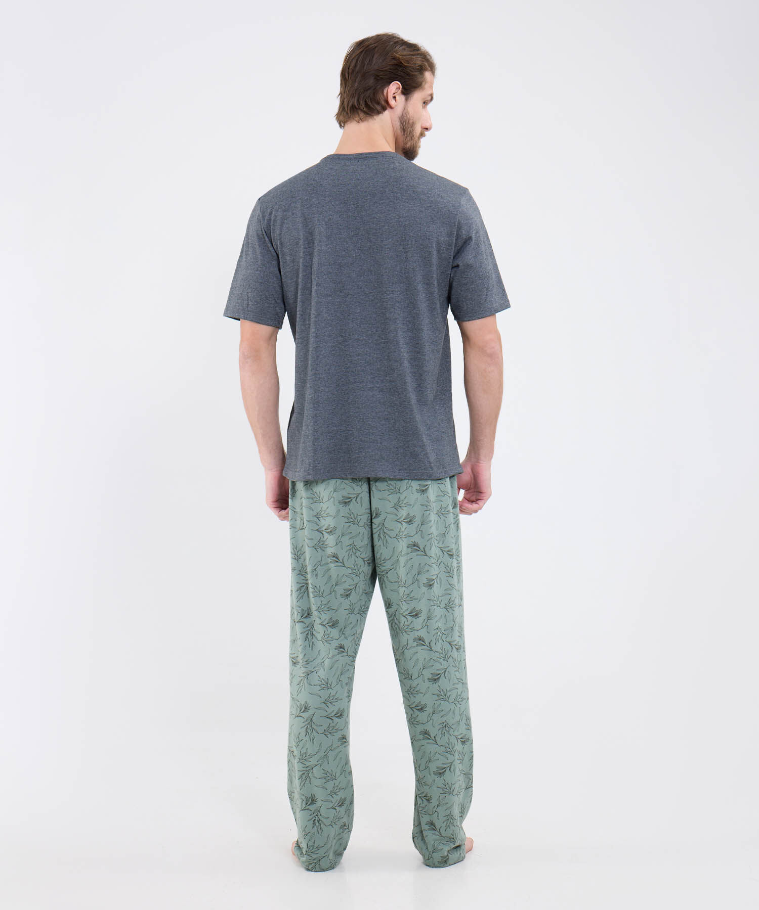 Conjunto Pijama Camiseta Cuello Redondo Con Patantalon Estampado Para Hombre