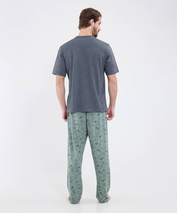 Conjunto Pijama Camiseta Cuello Redondo Con Patantalon Estampado Para Hombre