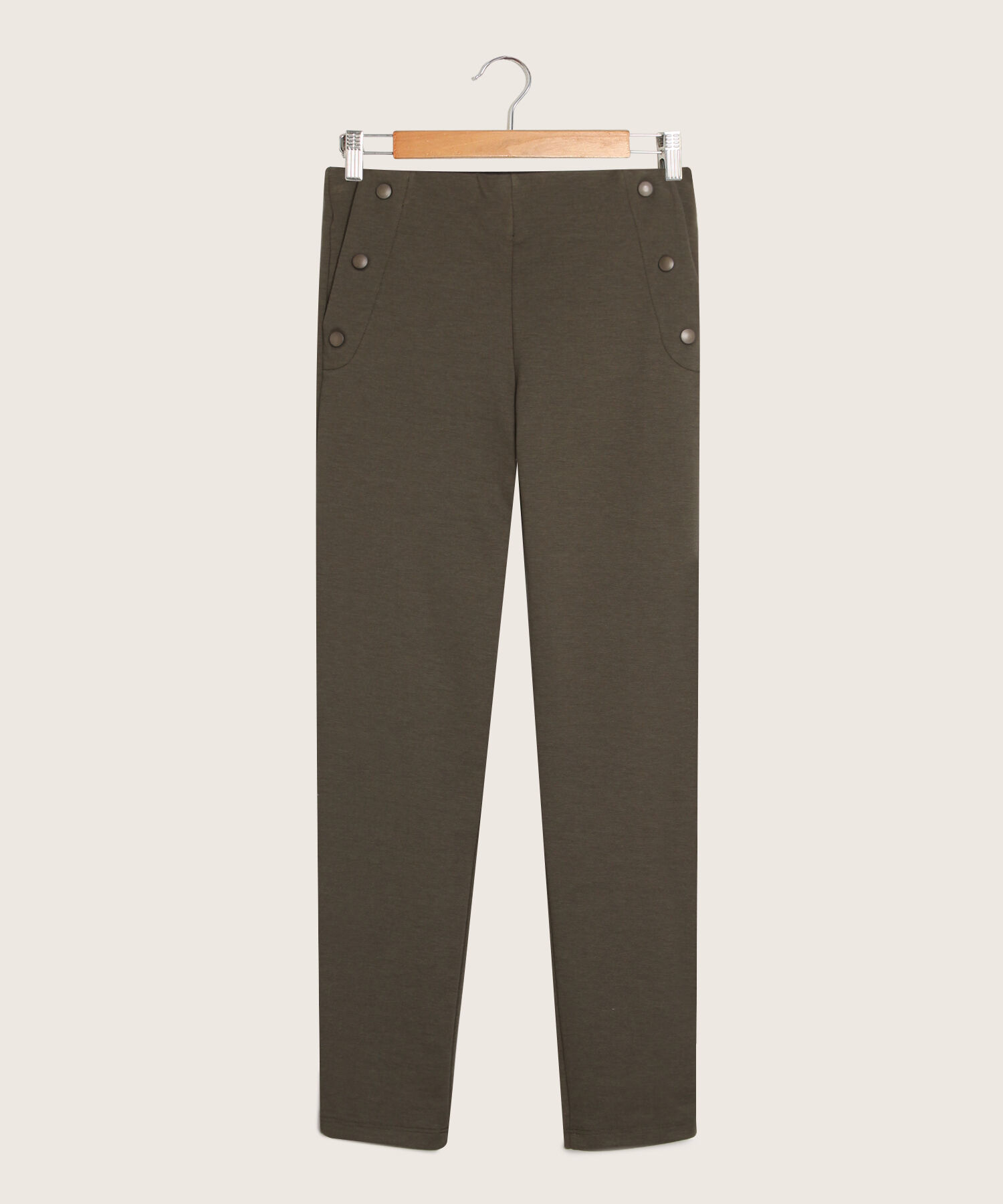 Leggings Solido Con Botones En Frente